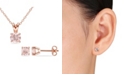 Macy's Morganite (1-4/5 ct. t.w.) Solitaire 2-Piece Necklace and Stud Earrings Set in 18k Rose Gold Over Silver